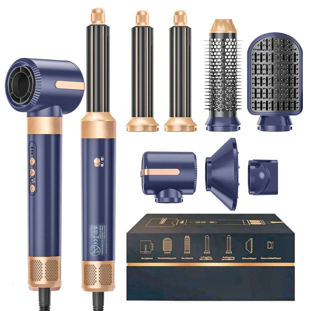 7 In 1 Brush Brushless High Speed with Diffuser Ionic Blow Dryer Hot Air Styling Comb Auto Hair Curler