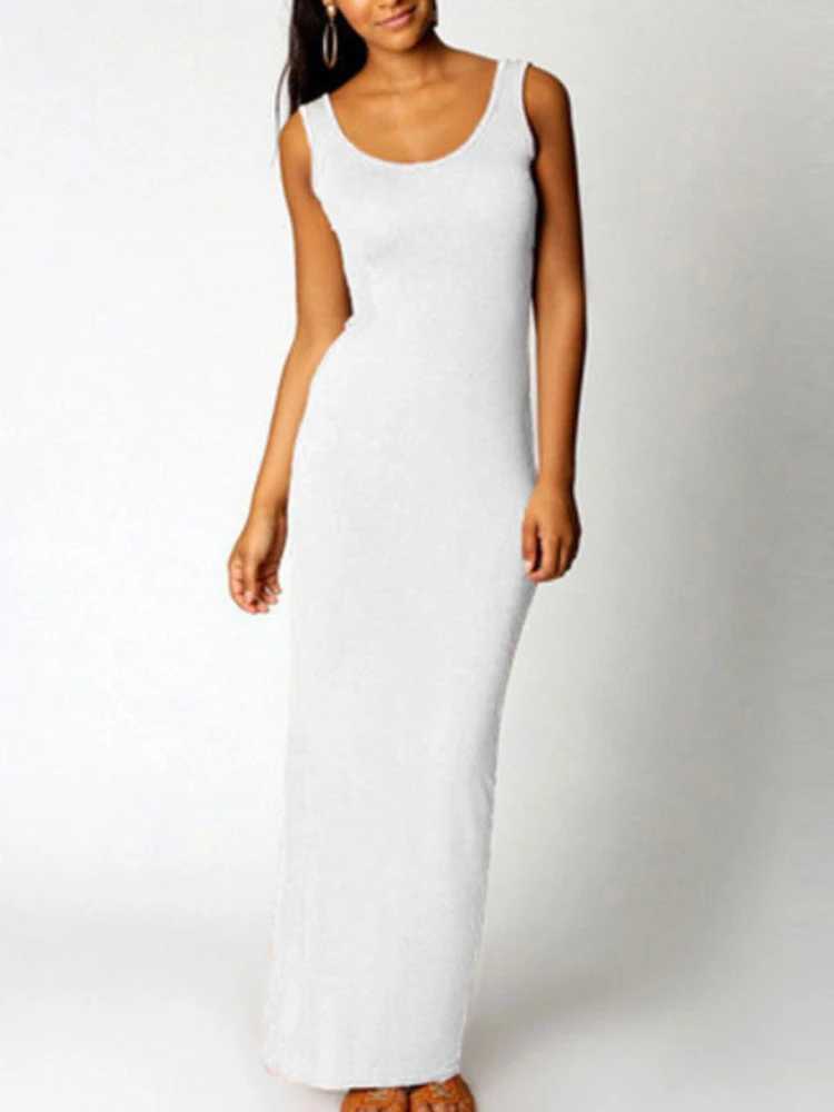 Sexy Solid Color Slim Bodycon Long Maxi Dress Women Elegant Sleeveless Skinny Dress Club Party DressesXJ250514