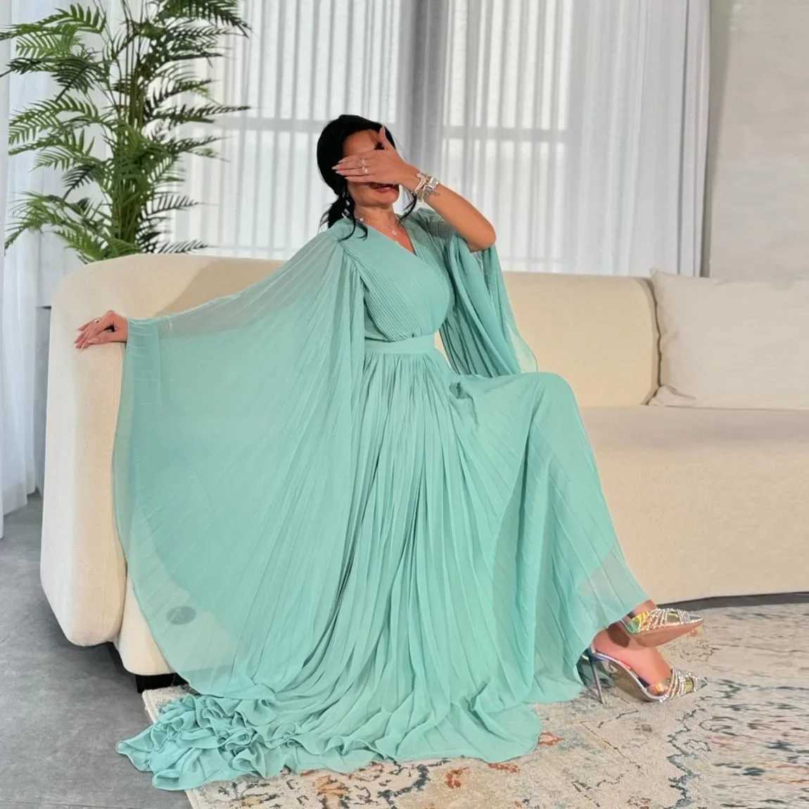 Fashion Elegant Party Long Dresses Swing Chiffon Pressure Pleated Solid Color Womens Dresses Gowns 2025 Spring New X250514