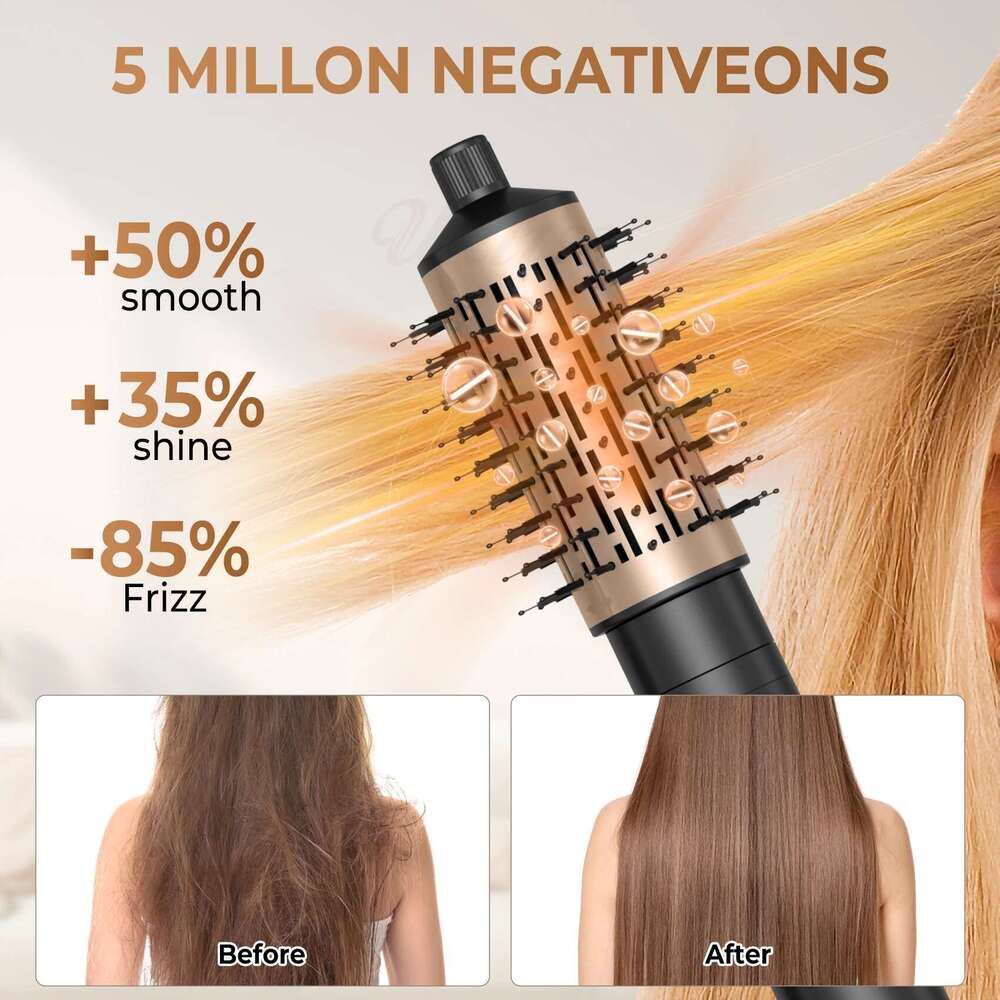 Rotating Hair Brush, 3 in 1 Round Hot Air Spin Set, Volumizer Blow Dryer Brush with 2 Brushes