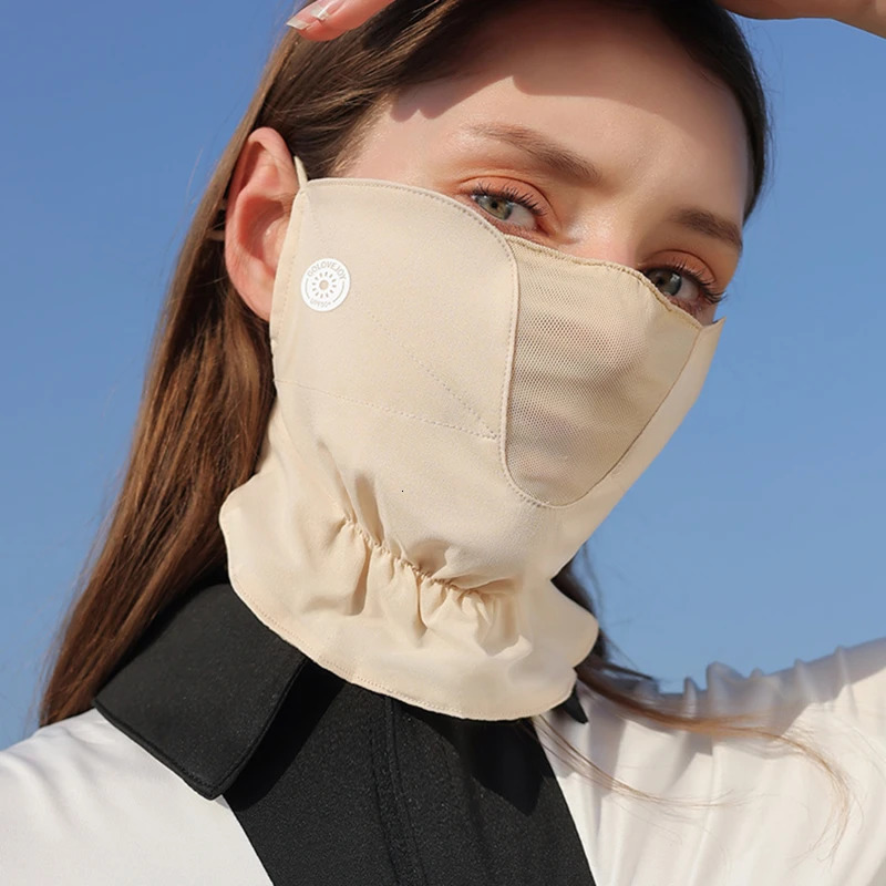 Summer Breathable Thin Chiffon Facial Sunscreen Mask Sports Cycling Driving UV Protection Ice Silk Adjustable Face Cover 250514