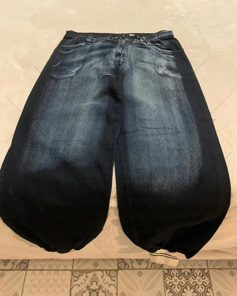 American Retro Dragonprint Fashionable Loose Oversized Jeans Men Street Haharajuku Casual High Waist Straight Wideleg Pants 250514