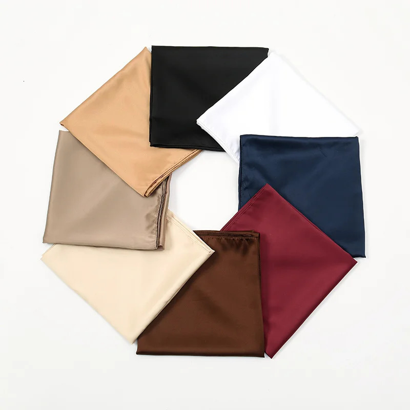 Plain Silk 90 Square Scarf Satin Headband For Muslim Woman Hijabs Wraps Fashion Hair Scarf Casual Islam Turban Female Bandbana 250514