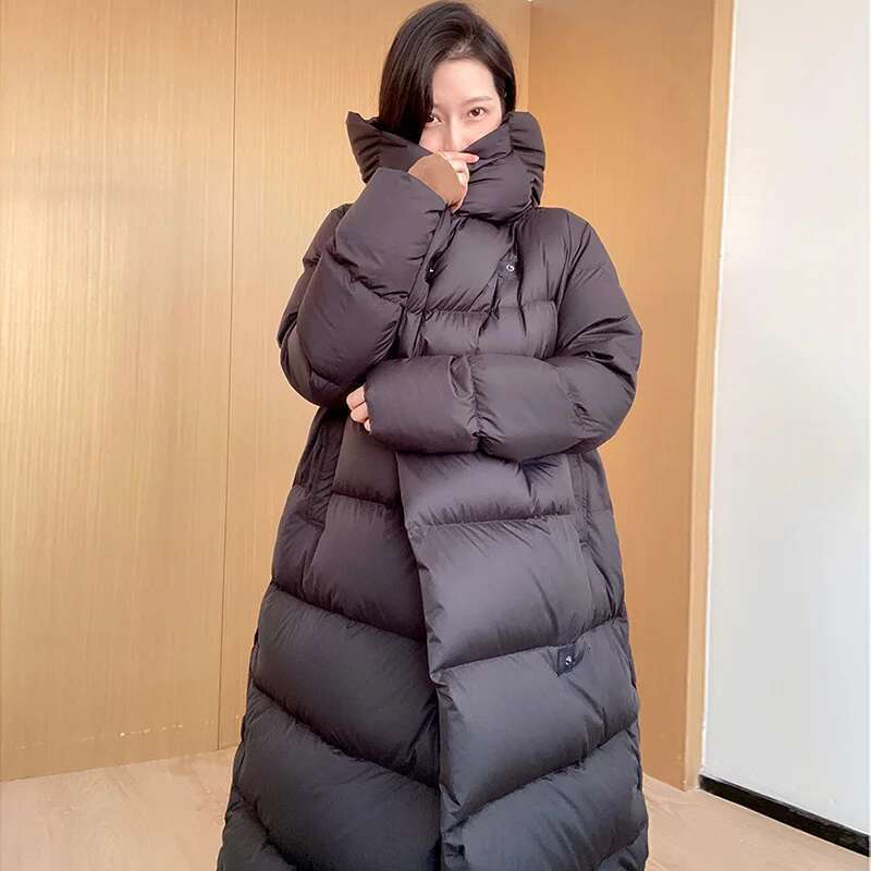Oversized Women's Jacket Long Hooded Parkas 2023 New Fashion Lightweight Warm 90% White Duck Down Coats Winter Overcoat