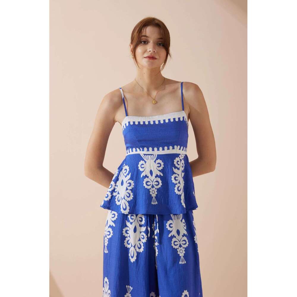 Tracksuit Women 25 Year Summer Ethnic Style Slim Fit Backless Camisole Pants Set 68628 High Elasticity Gentle Wind Washable Long Solid Temperament New