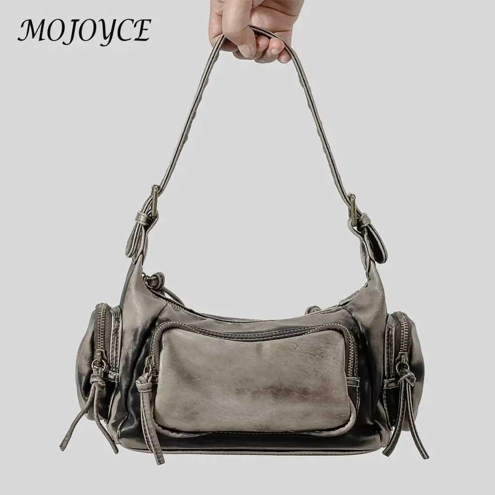 Wen Y2K Underarm Bag Solid Color PU Stylish Punk Armpit Bag Large Capacity Vintage Handbag Tree-pockets for Party Vai Z250514