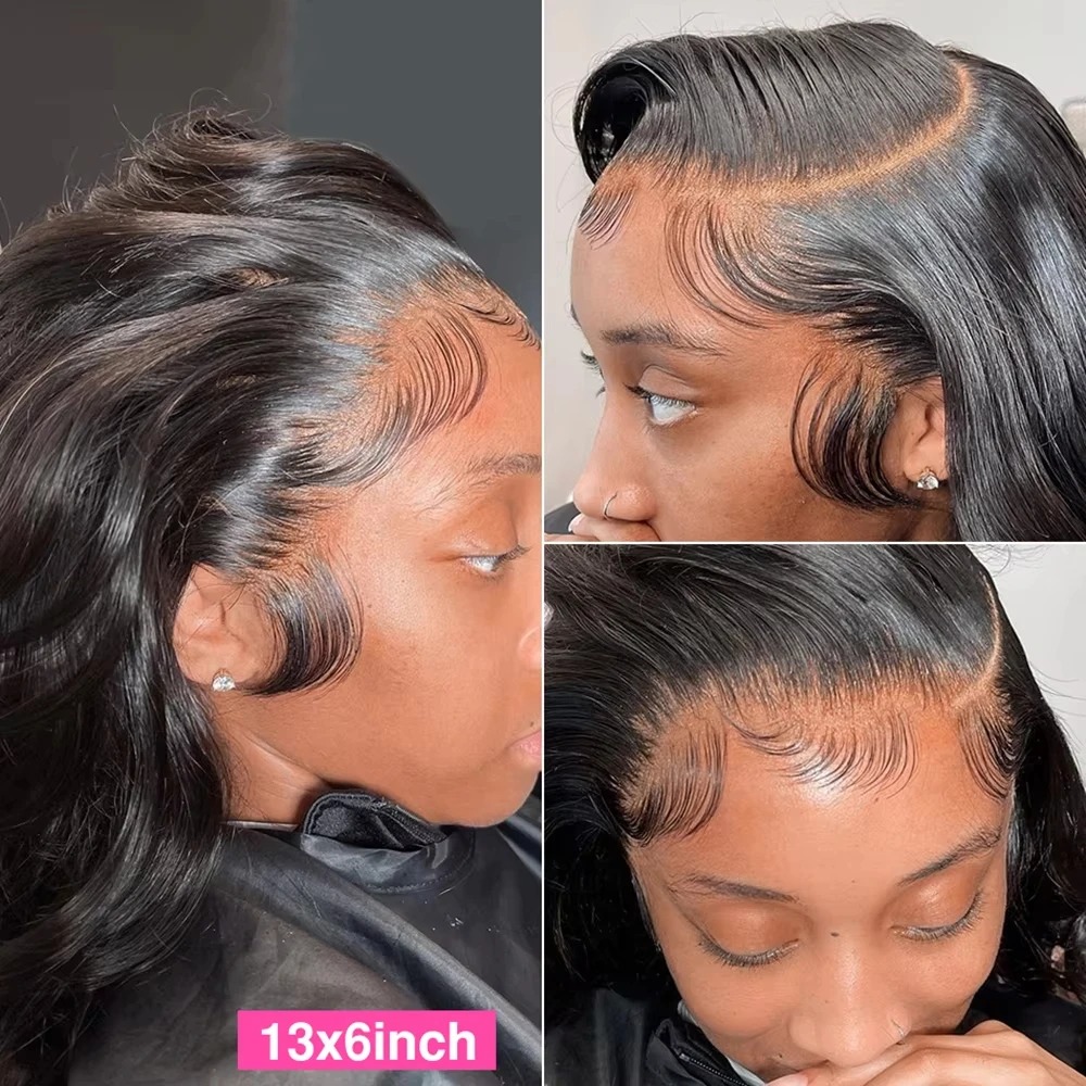 200% Density 13x4 Natural 1B Body Wave HD Transparent Lace wigs Brazilian Hair Frontal Wigs Pre plucked Wigs For Women Synthetic Front wig