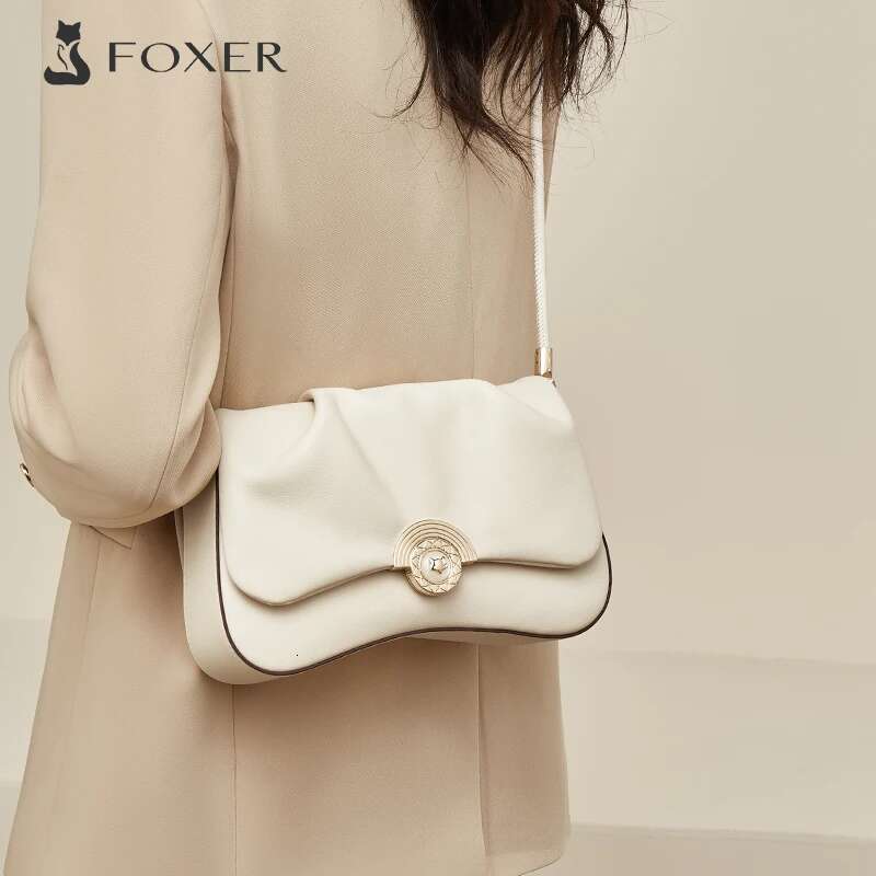 FOXER Soft Split Leather Women's Shoulder Flap Bag,Fashion Girl's Crossbody Bag Purse,Festival Gift For Girlfriend,Wife