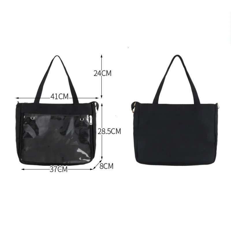 Big Ita Black With Insert Japanese Cute Clear Women Double Straps Girls Kawaii Transparent Shoulder Bag Purses And Handbags