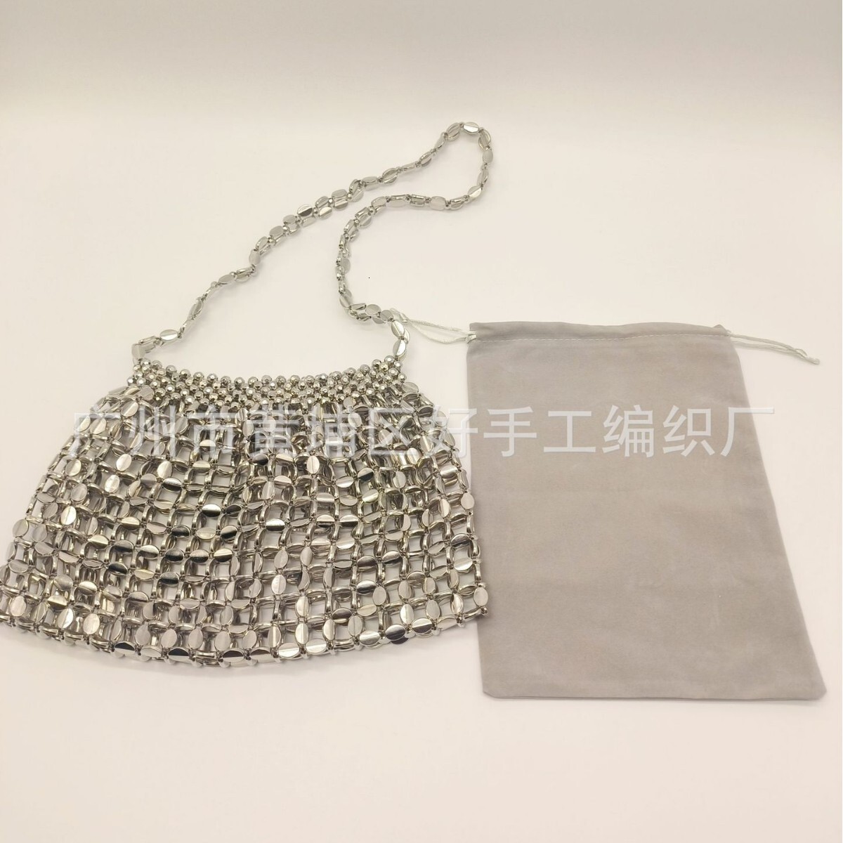 High quality brand, high-quality new bag, new electroplated silver bag, hot selling designer, high-end versatile women's long shoulder bead woven