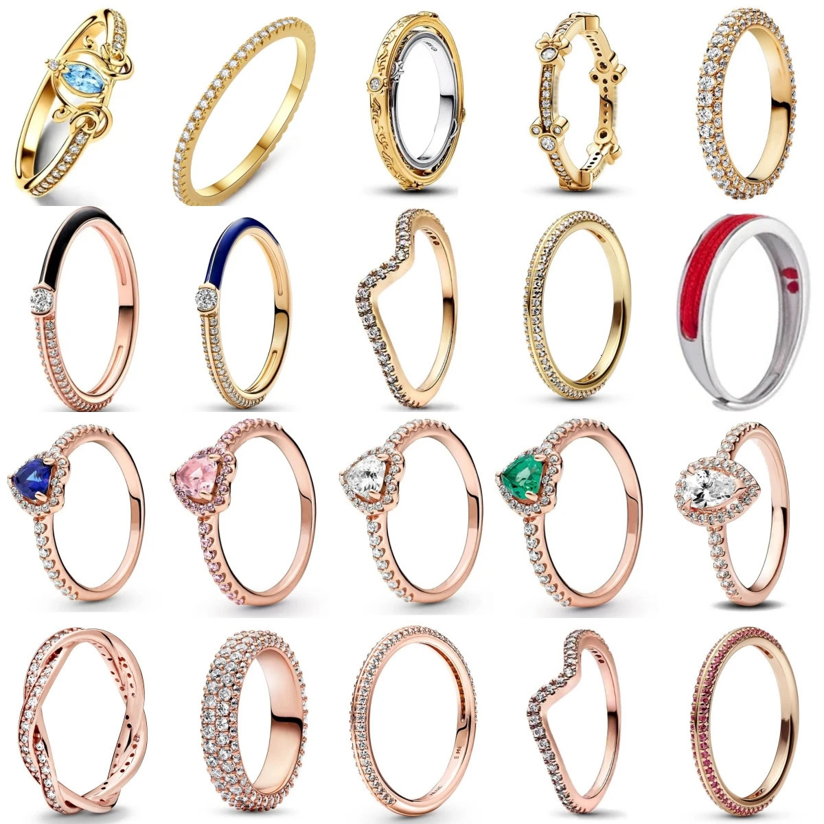 Original 925 Sterling Silver Women Finger Rings for Women Silver Colorful Love Heart Zirconia Stone Crown Jewelry 250509