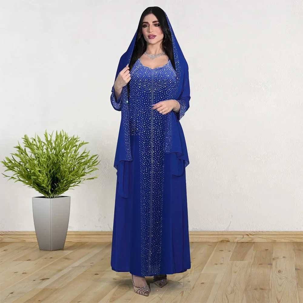 Eid Party Dresses for Women Diamonds Jalabiya Muslim Abaya Dubai Turkey Kaftan Islamic Clothing Ramadan Morocco Abayas Dress New X250514
