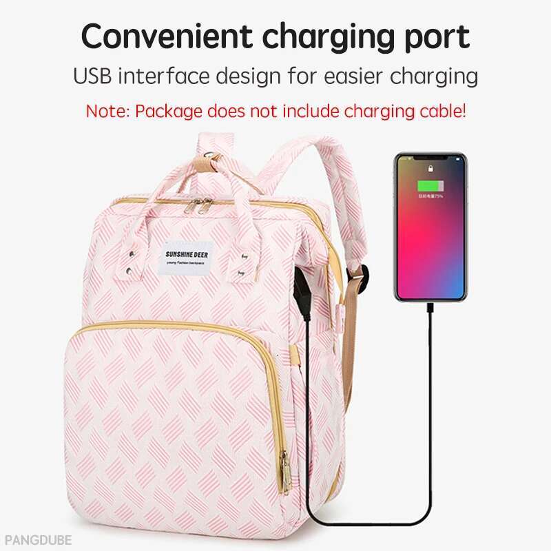 PANGDUBE 30*20*40cm with Stroller Hooks Portable Crib Diaper Changing Pad Baby Carrier Bag for Mom Backpack