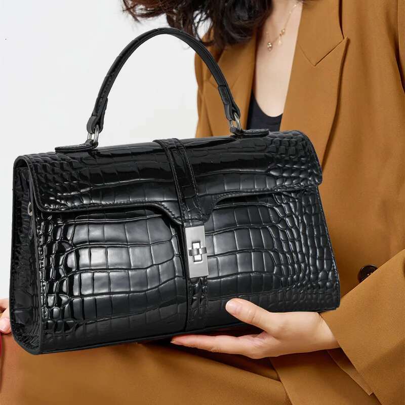 Aidrani Genuine Leather Fashion Handbag 2024 Crocodile Pattern Large Capacity 100% Cowhide Women's Bag