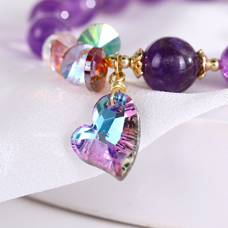 New Natural Amethyst Crystal Copper Accessories for Female Minority Design Sense Student Friend Bracelet Personalized Handicrafts