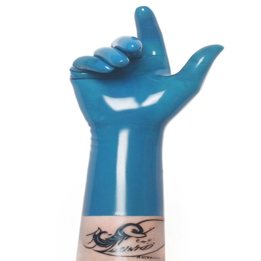 customized gloves rubber transparent blue latex fetish wear handmade gloves mark Latex catsuit male fetish hood chlorine bodysuit
