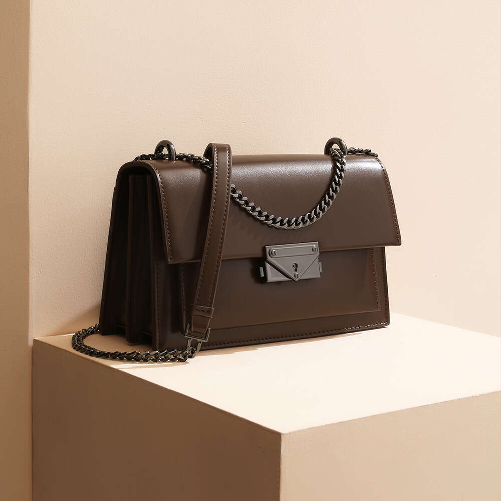 Korean Style Simple And Exquisite Leather Chain Crossbody Small Square For Women's Niche High-End Sense Single Shoulder Armpit Commuting Bag