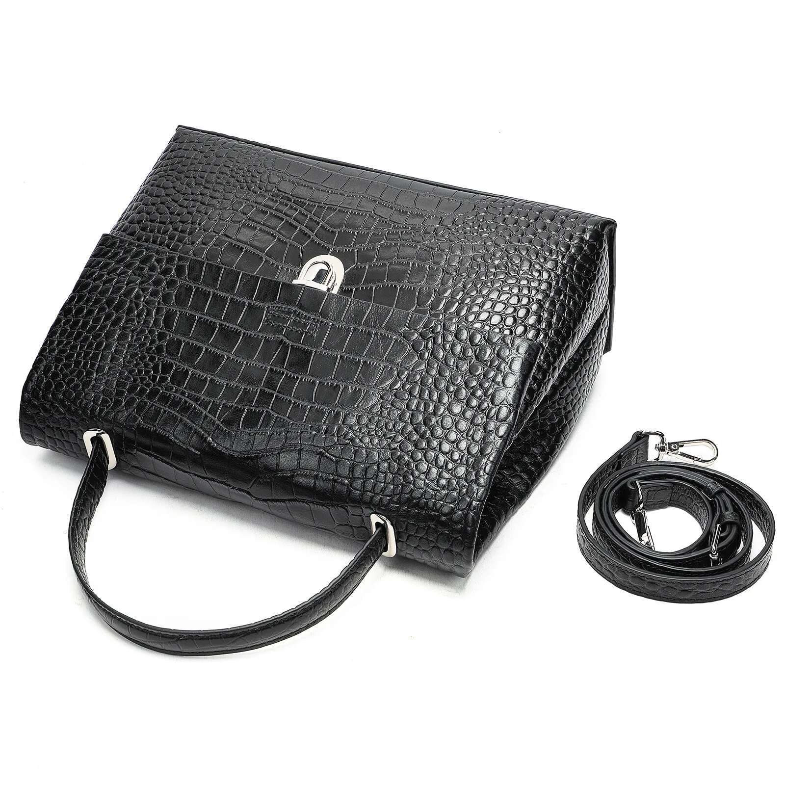 High-Grade Leather Women's Bag Fashion Crocodile Print Handbags Large Capacity Commuter Shoulder Crossbody Bags Woman