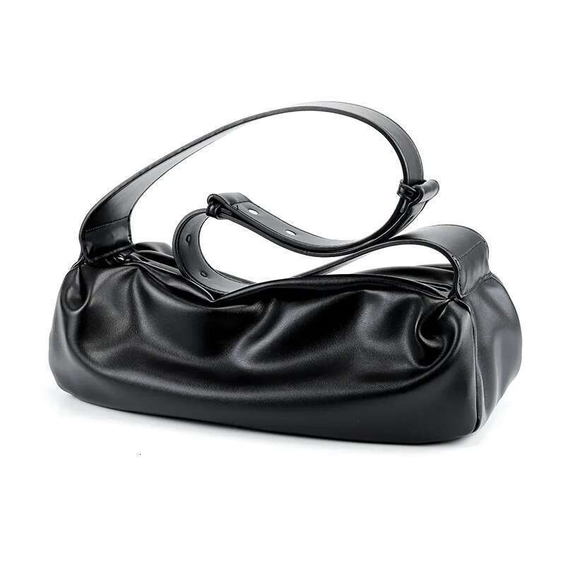 Casual Ruched Crossbody Bags For Women Designer Wide Strap Shoulder Soft Pu Leather Messenger Bag Half Moon Purses