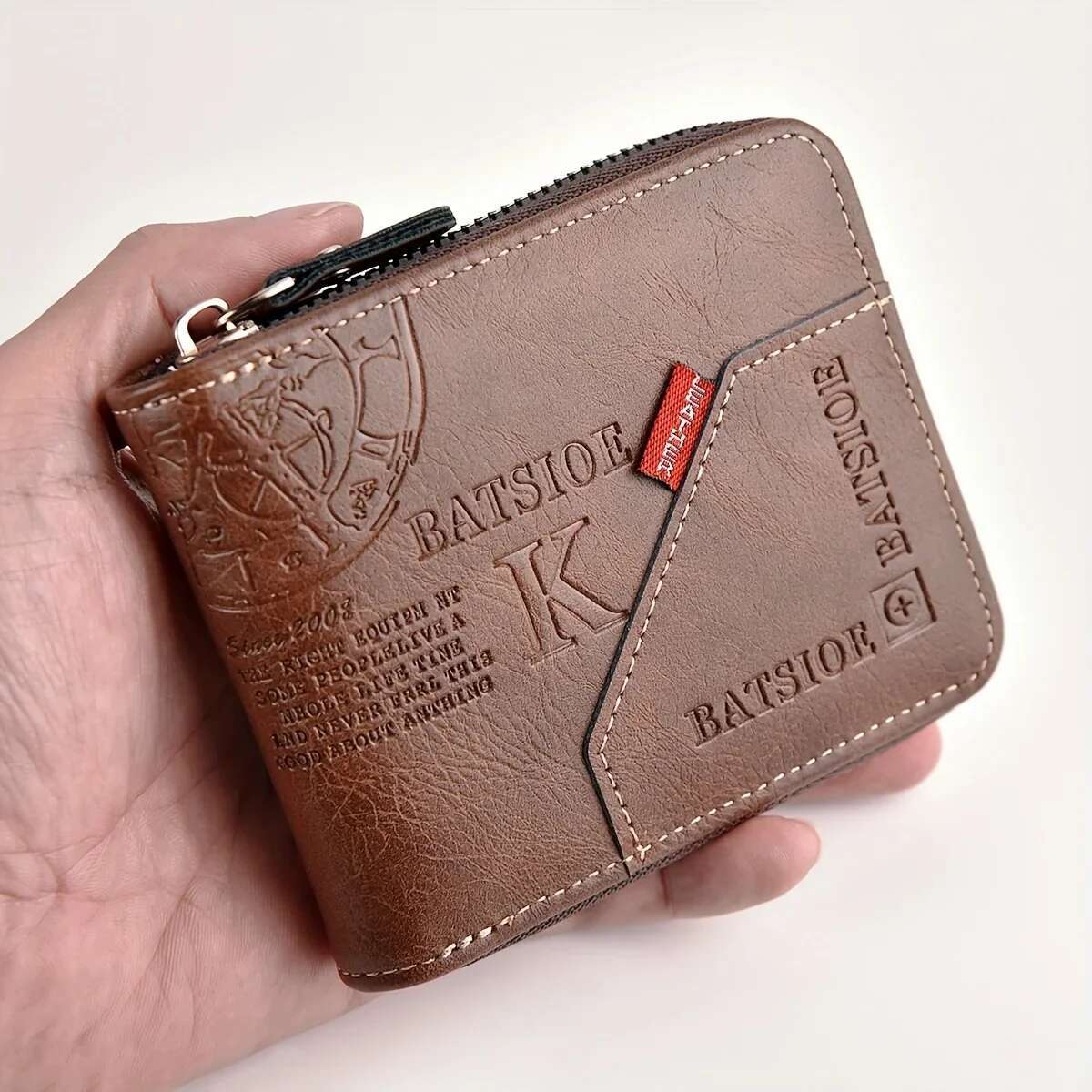 Men's Wallet Made of PU Wax Oil Skin for Men Short Male Card Holder Wallets Zipper Around Money Coin Purse