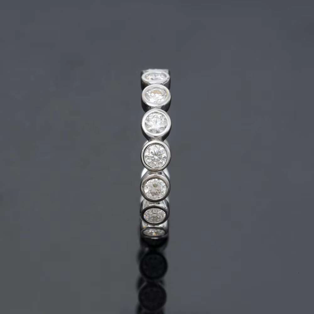 Bezel Diamond Band Rings Sterling Silver 925 Iced Out Vvs Moissanite Fine Jewelry Luxury Band Ring