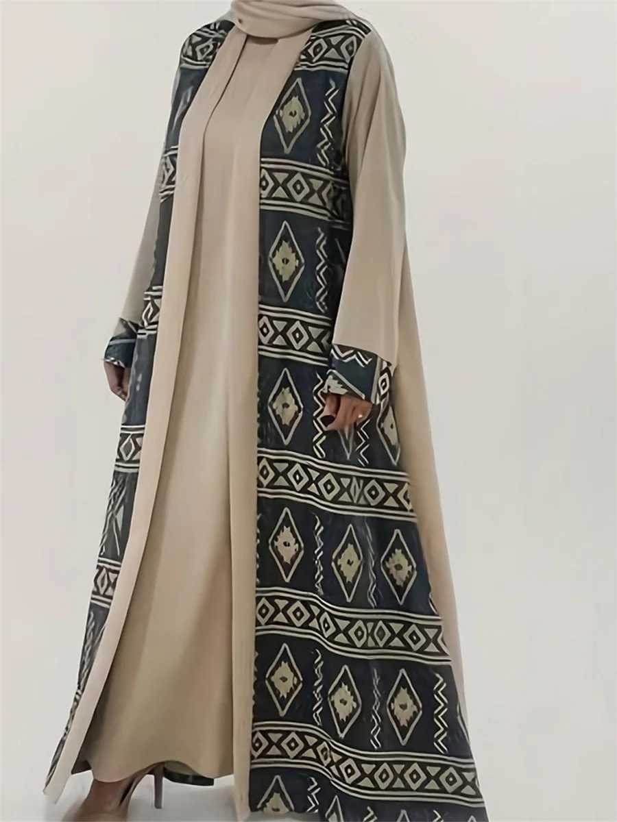 Elegant Floral Embroidered Abaya Maxi Dress with Belt and Flared Sleeves for Women - Stylish Middle Eastern Ramadan Outfit X250514