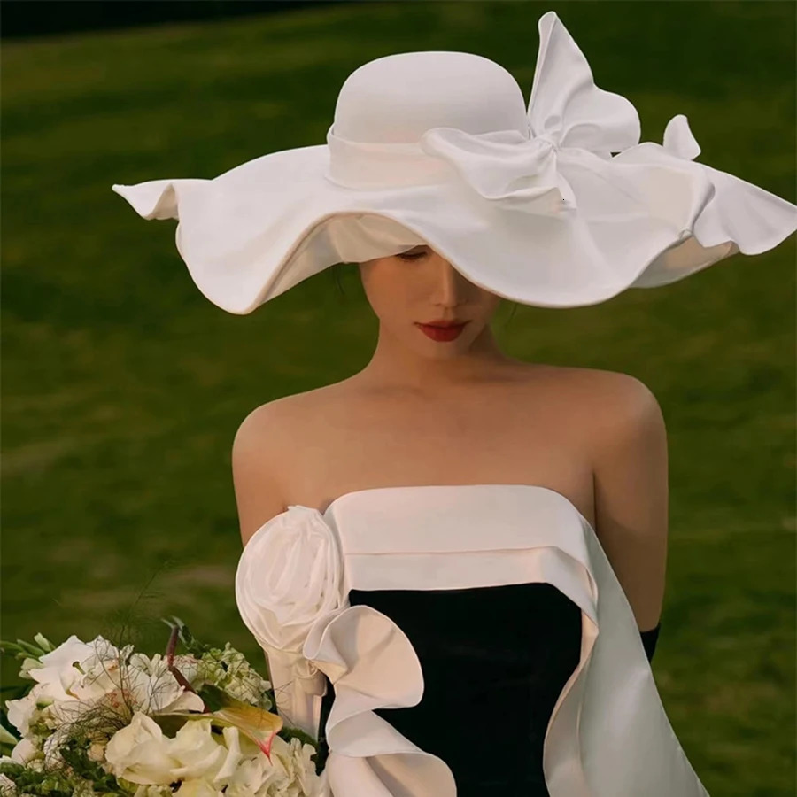 White Wedding Hats For Women Elegant Bride Hats In Stock Bridal Accessories Bride 250513