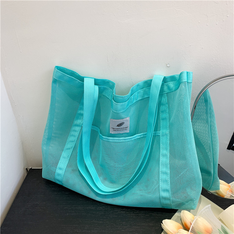 Free shipping 2025 new designer bag Handbag Transparent Shopping Swimming Nylon Mesh Fitness Large Capacity Shoulder Bag for Women