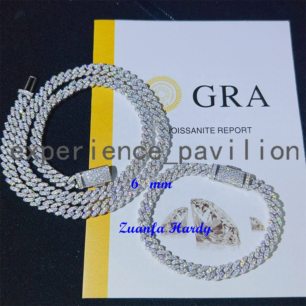 Fine Jewelry Women Micro Paved Cuban Bracelets D VVS Lab Diamond Cuban Link Chain Iced Out 925 Silver Moissanite Cuban Bracelet