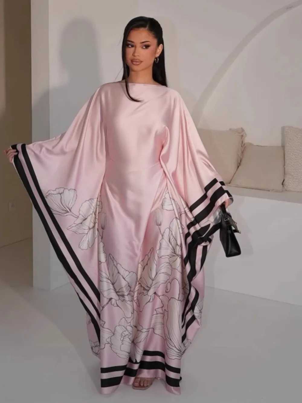 Women Bat Slve Dress Muslim Abaya Print Caftan Party Dresses Arab Long Robe Morocco Dubai Kaftan Vestidos Largos Jalabiya 2025 X250514
