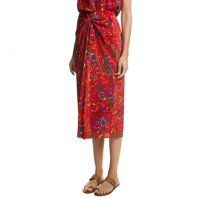 CHCH women's temperament high waisted loose mid length letter printed artistic style long daily travel elegant umbrella skirt