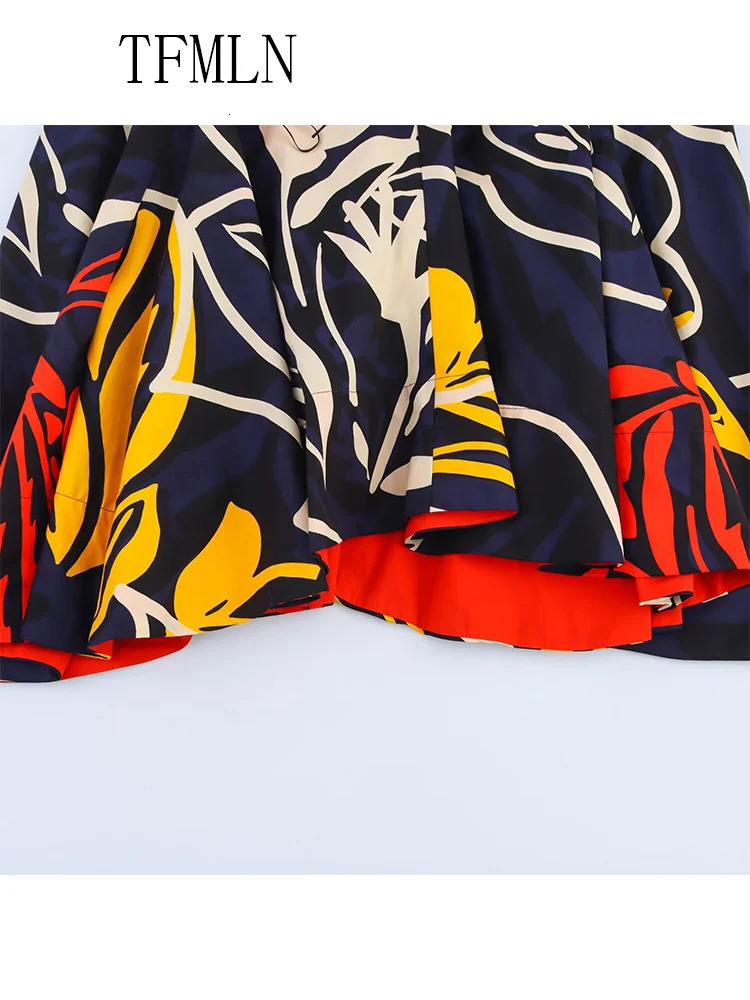 TFMLN Vintage Asymmetric Floral Casual ALine Woman Midi Skirt Fashion Summer Print Elegant Chic Random Cutting Long Skirts 250514