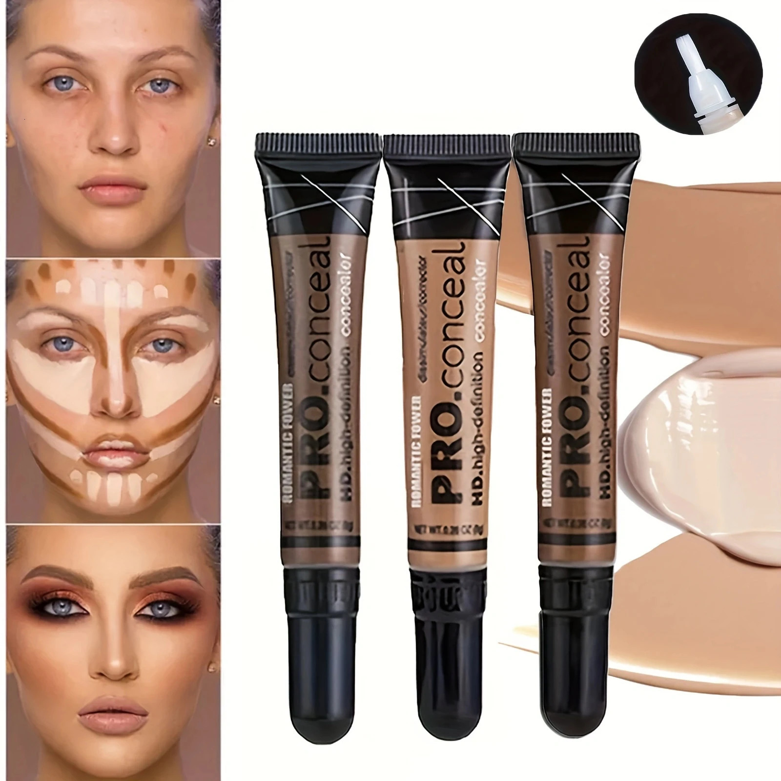 3-Color Matte Liquid Concealer Set for Eyes Naturally Lightweight Sweat-Proof Fade-Free Coverup Makeup Multi-Purpose Smooth 250512