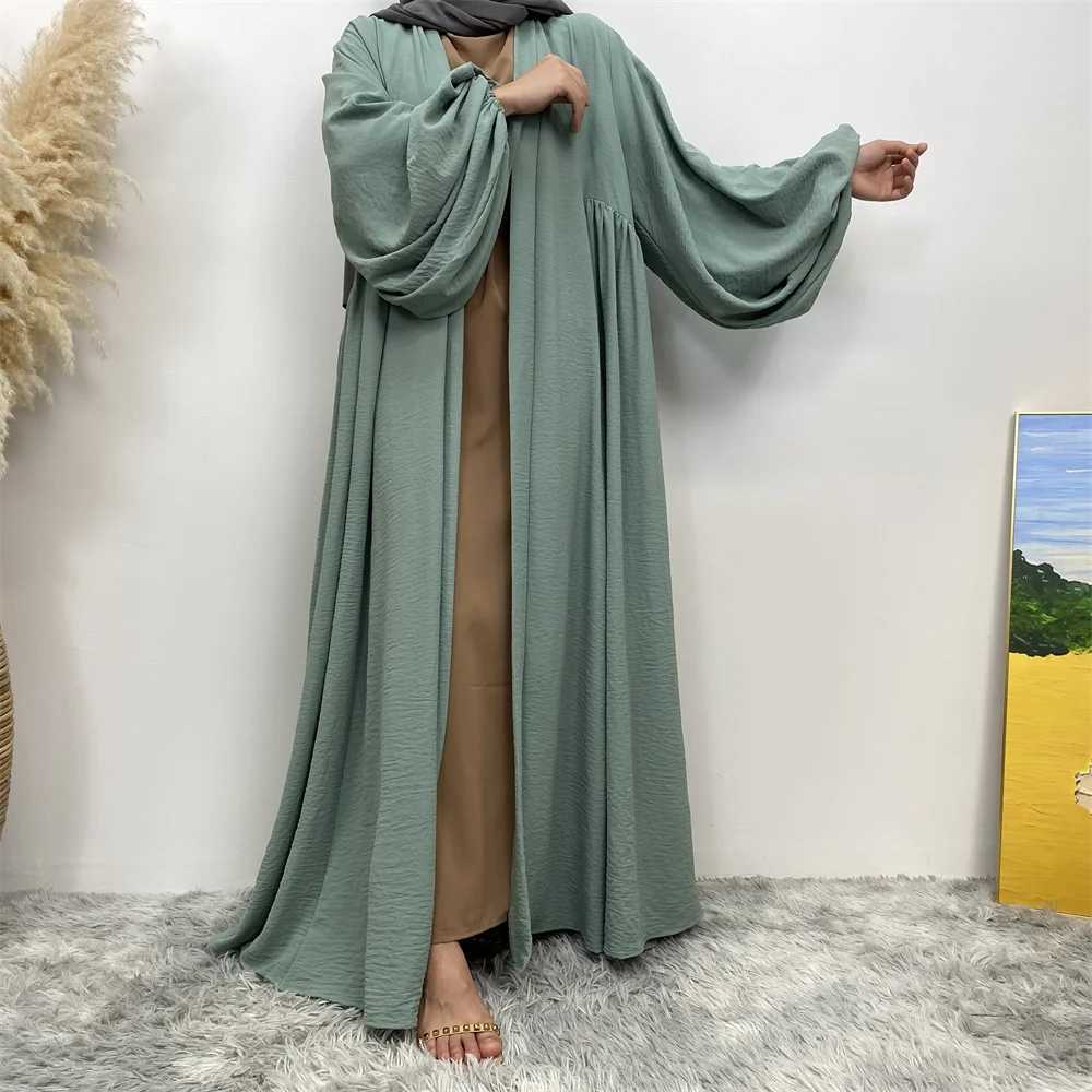 Satin Abaya for Women Shimmer Lantern Slve Islamic Hijab Robe Dubai Turkey Modest Outfit Kaftan Ramadan Muslim Long Dress X250514