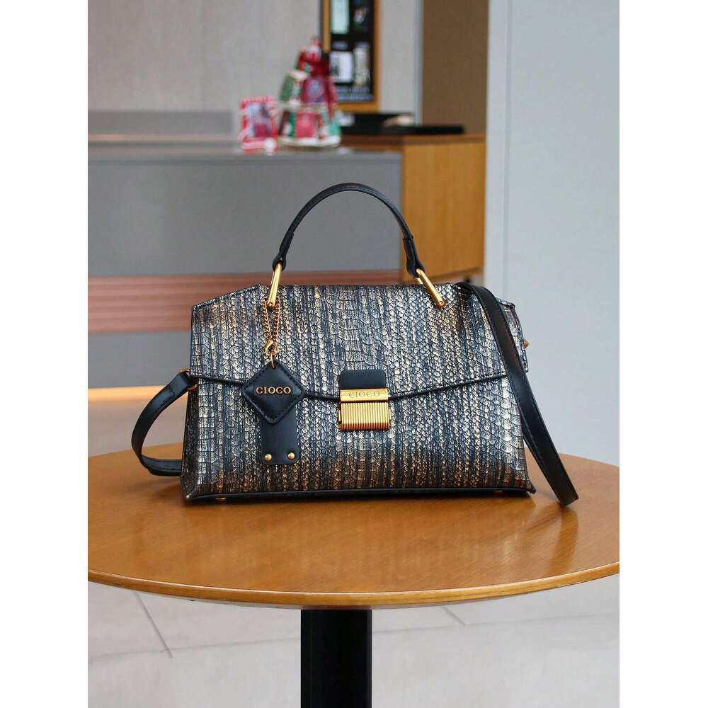 2025 new retro blue snake-shaped high-grade fashion handbag lightweight large-capacity one-shoulder messen
