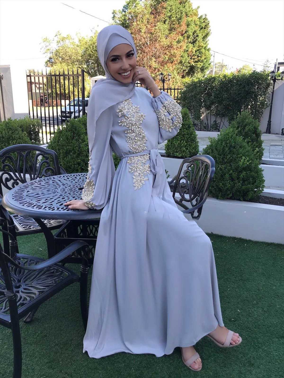 2021 Embroidery Abaya Dubai Turkey Muslim Dress Evening Wedding Dress Kaftan Islamic Clothing Indian Dress Women Robe Vestidos X250514