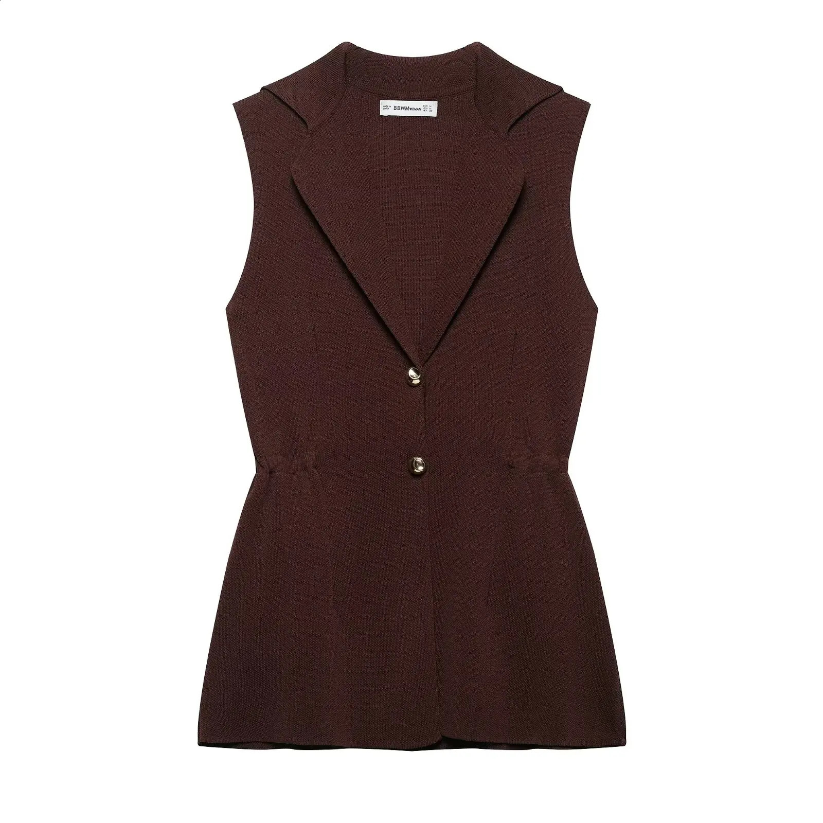 Zevity 2025 Women Fashion Solid Color Pleated Waist Knitting Vest Sweater Female Chic Casual Cardigan Waistcoat Tops SW9041 250506