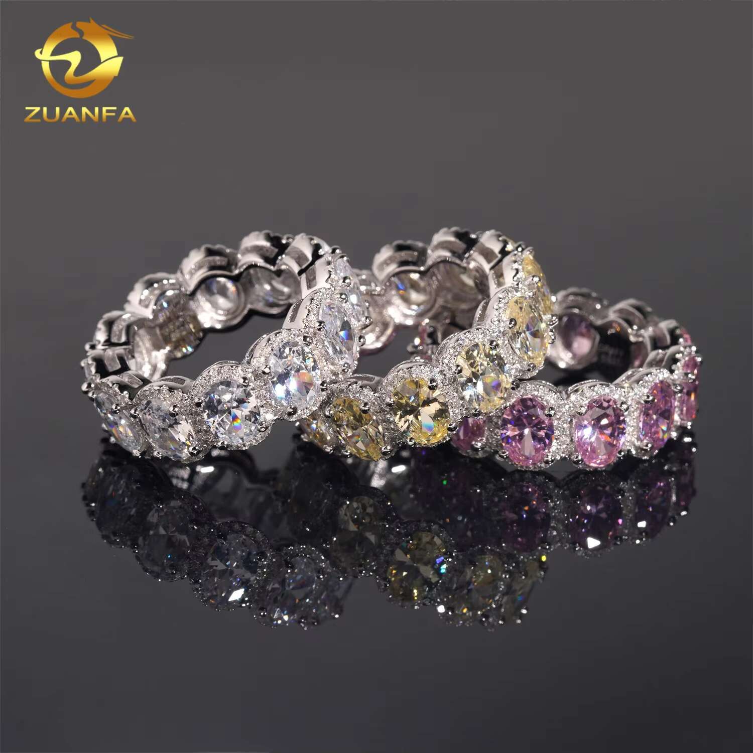 Fashion Moissanite Diamond Engagement Rings Eternity Hoop Ring Oval Cut Diamond 925 Sterling Silver Iced Out Ring