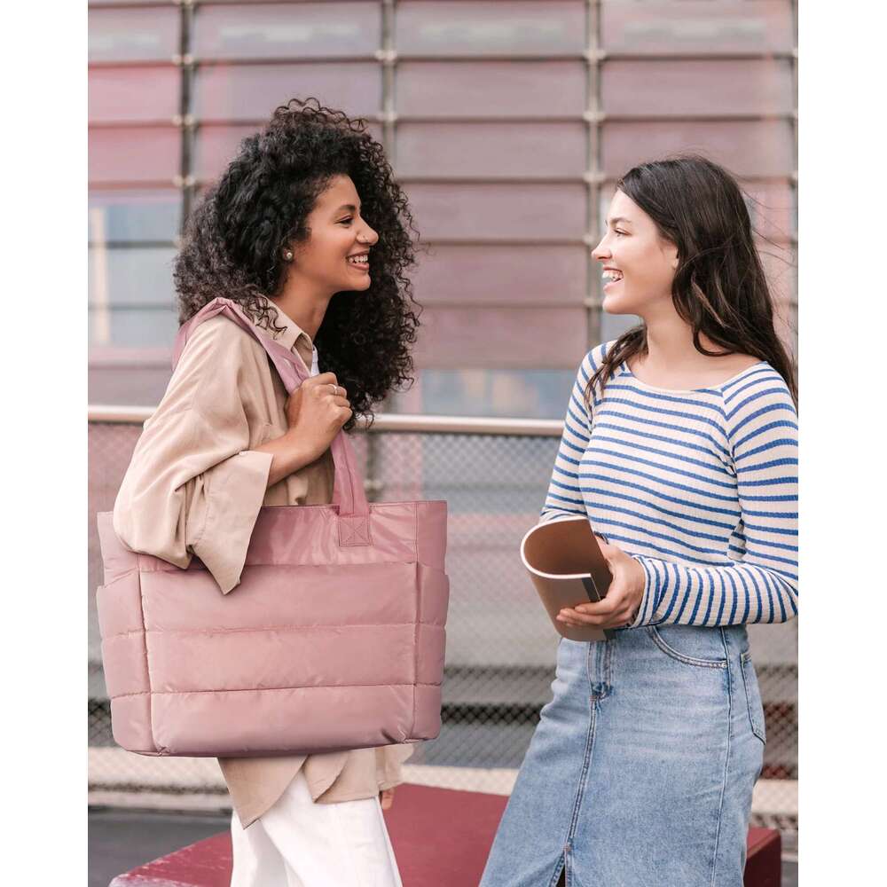 BAGSMART The Bubble Tote Bag Cotton Padded Female Quilting Puffy Shoulder Shopper Purse Simple Daily Handbag Women's Bags