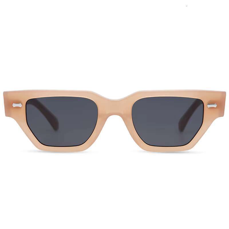 Bold geometric glasses, thick small frame acetate fiber sunglasses, made by craftsmen with a two tone finish