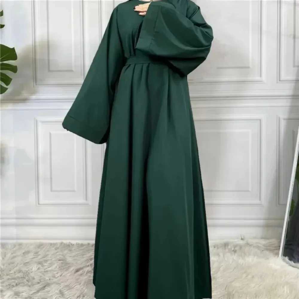 Muslim Abayas With Belt Loose Kaftans Prayer Dress Women Jilbabs Full Slve Islamic Clothing Dubai Robe Lace Up Long Dresses X250514