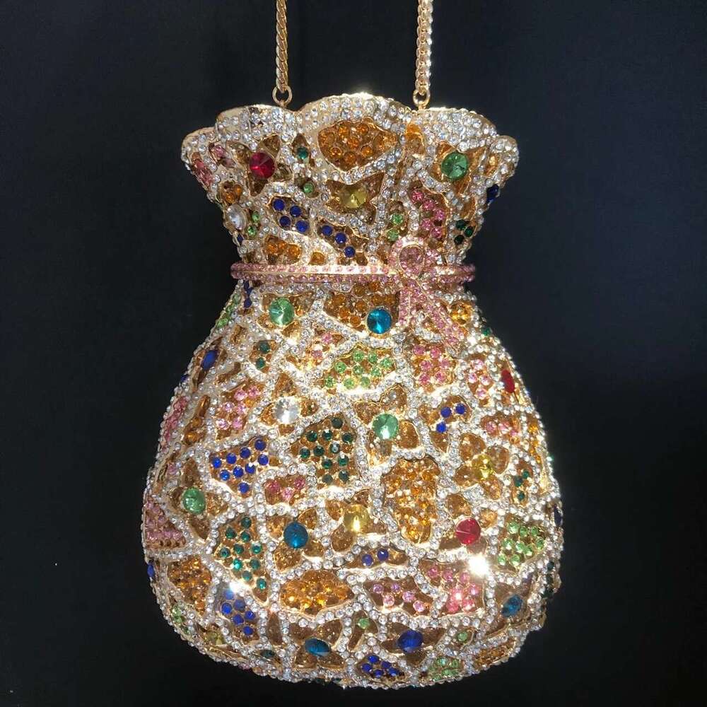 Vase Newest Flower Rhinestone Evening Women Crystal Handbags Metal Chain Elegant Party Bags Designer Clutch Purse