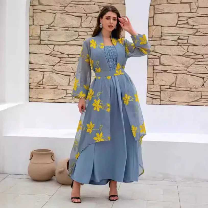 Abaya Clothes Ethnic Style Printed Pleated Long Cape Muslim Dress Miyake Women 2025 Fall Large Lapel Tie Cardigan Top Long Dubai X250514