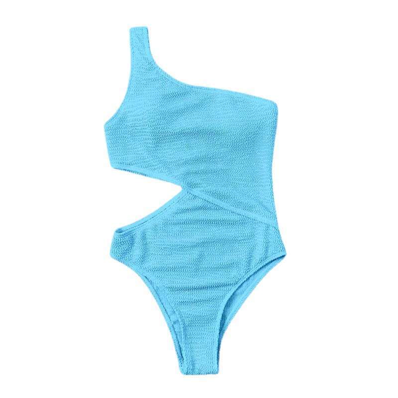 New sexy single shoulder solid color one-piece swimsuit from Europe America, hot selling and explosive for women. Source: 2025 new casual fashion tren