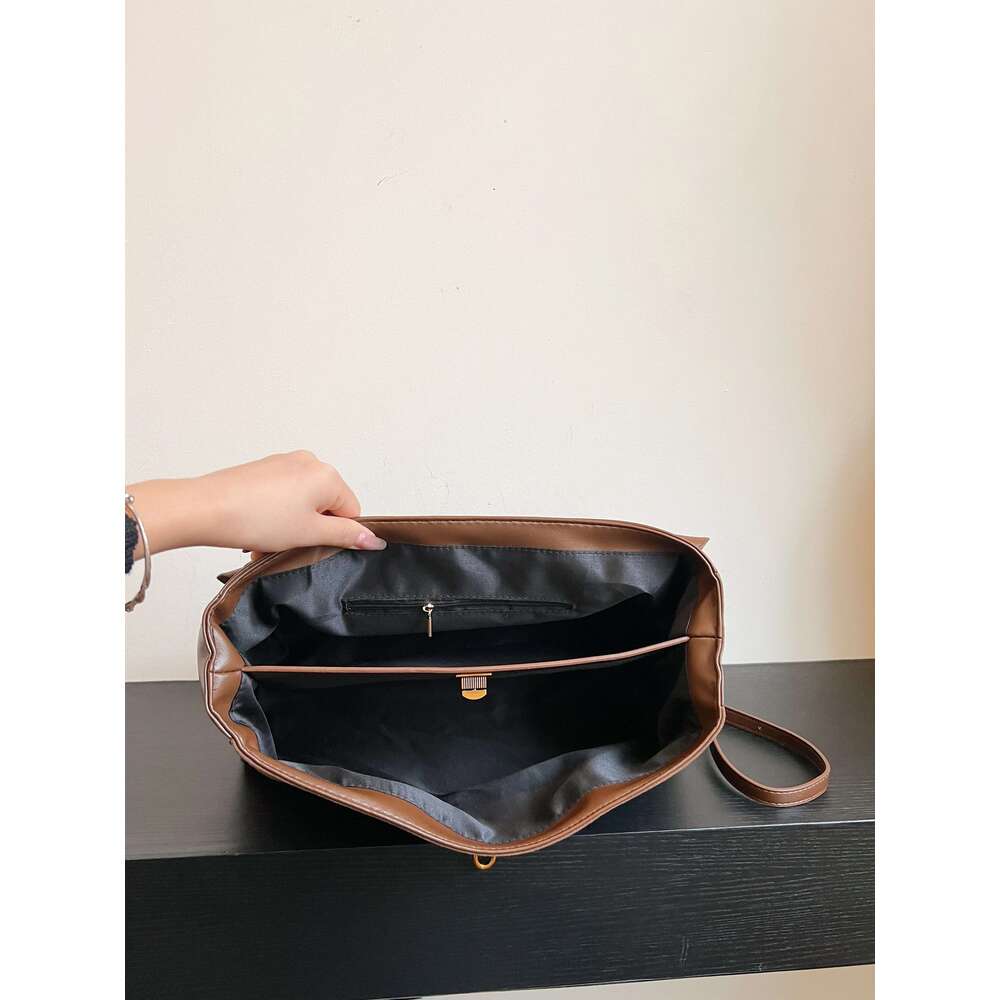 Women's Commuting Handbag - Matte Leather Tote Bag, Unisex Style, Large Handbag, Single Shoulder Bag