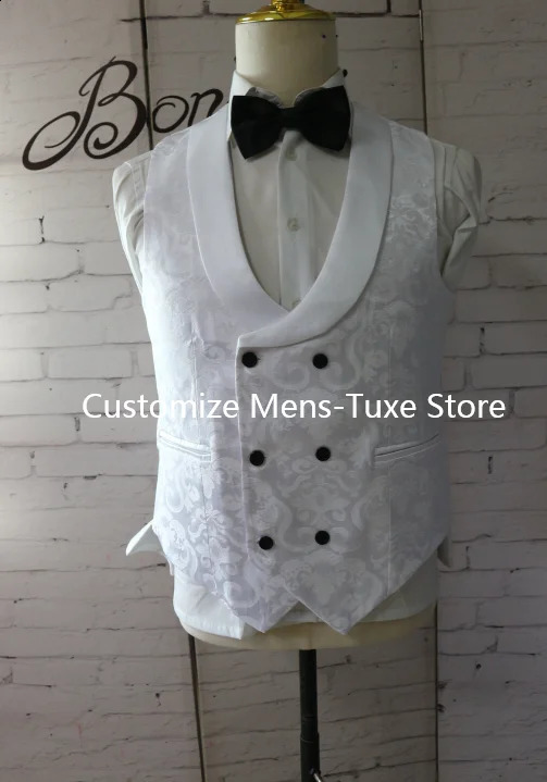 Ivory Mens Wedding Groom Suit 3 Piece Jacket Pants Vest Formal Tuxedo Elegant Mens Custom Suit Bow tie not Included 250513