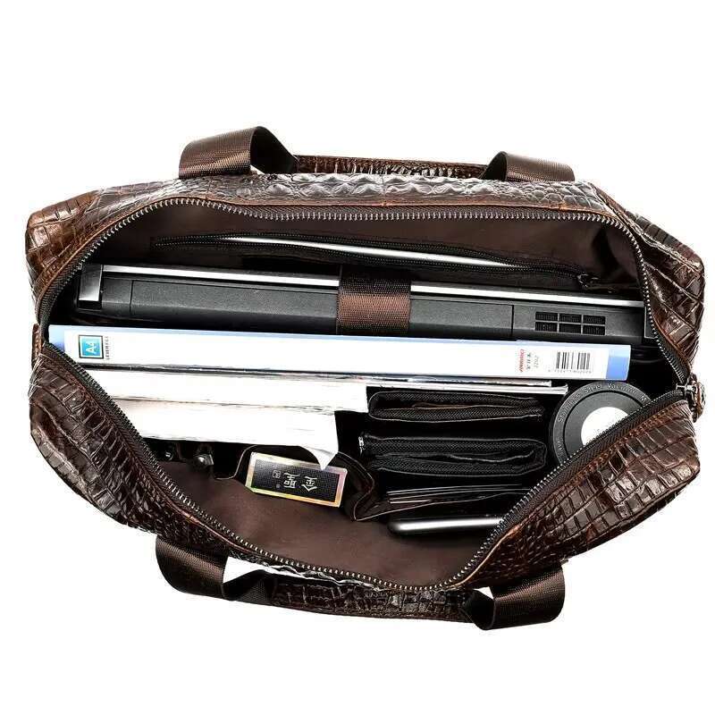 WESTAL Men's Genuine Office For Laptop Bag Leather Briefcase Men Croco Design Computer Bags