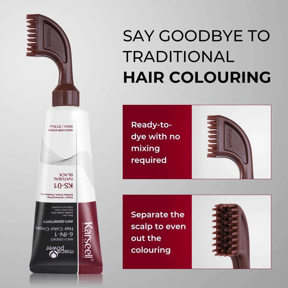 Karseell 6-In-1 White Dye For Men Women Natural Balck And Brown Color Cream Easy Comb-In Hair Coloring Products