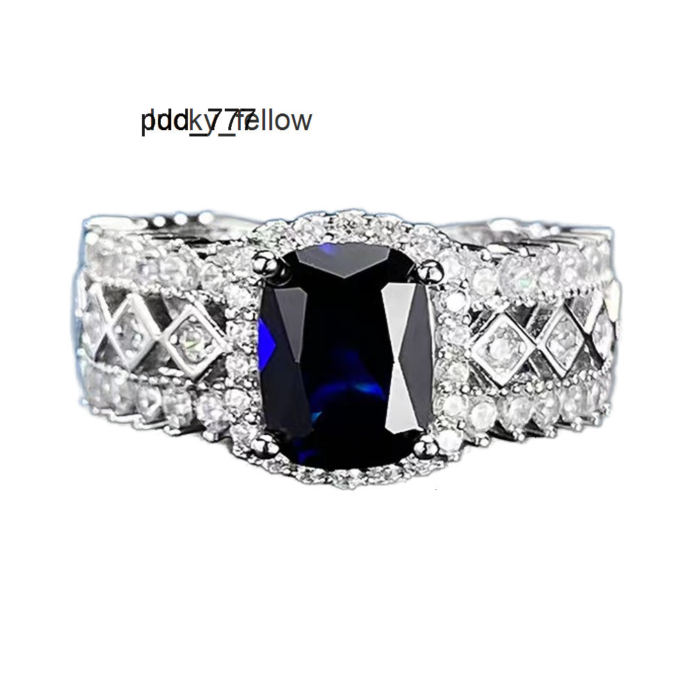 High Quality Luxury 925 Sterling Silver Womens Rings 6*8mm Pigeon Blood Ruby and Royal Sapphire Gemstone Moissanite Rings