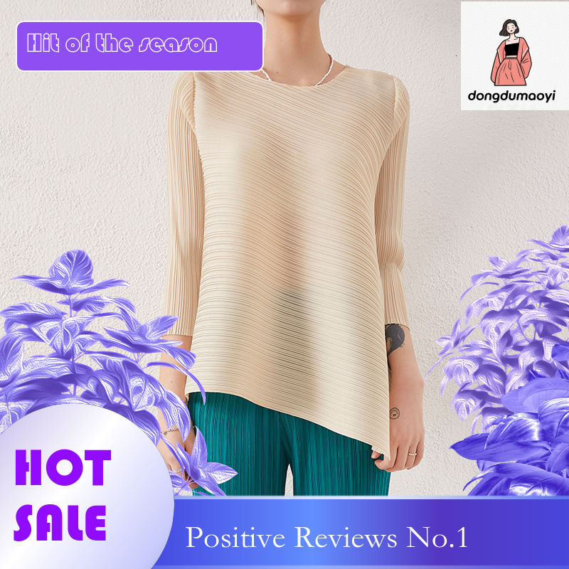 dongdumaoyi Fashionable design sense, niche top, Miyake new style, asymmetric loose plus size t-shirt for women, stylish